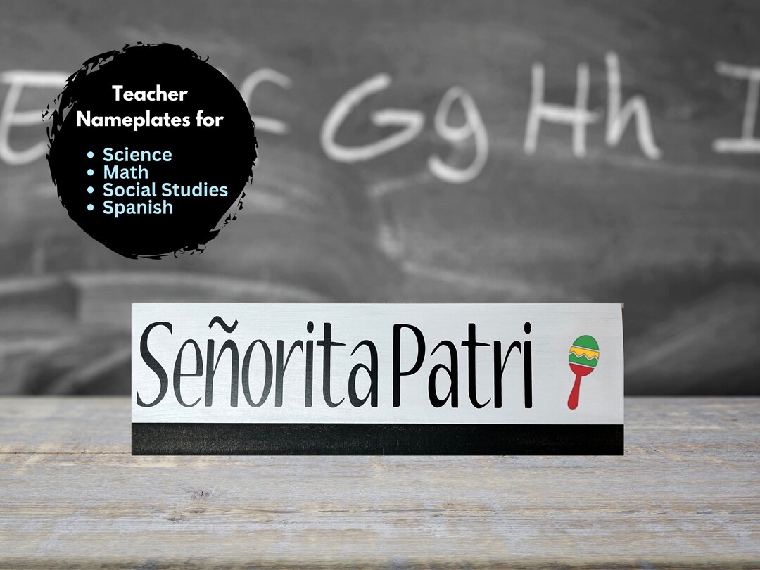 Personalized Wood Teacher Nameplates, Customizable for Science, Math