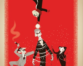 Addams Family Holiday cards -  Original Art Greeting Cards, Christmas Cards with Envelopes - Set of 20