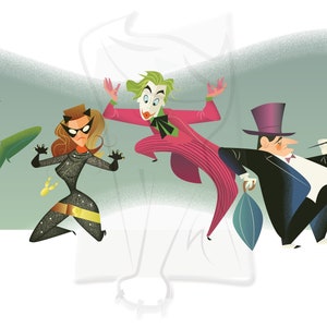 Holy Bat Villains!, Riddler, Joker, Catwoman, Penguin, Original Wall Art