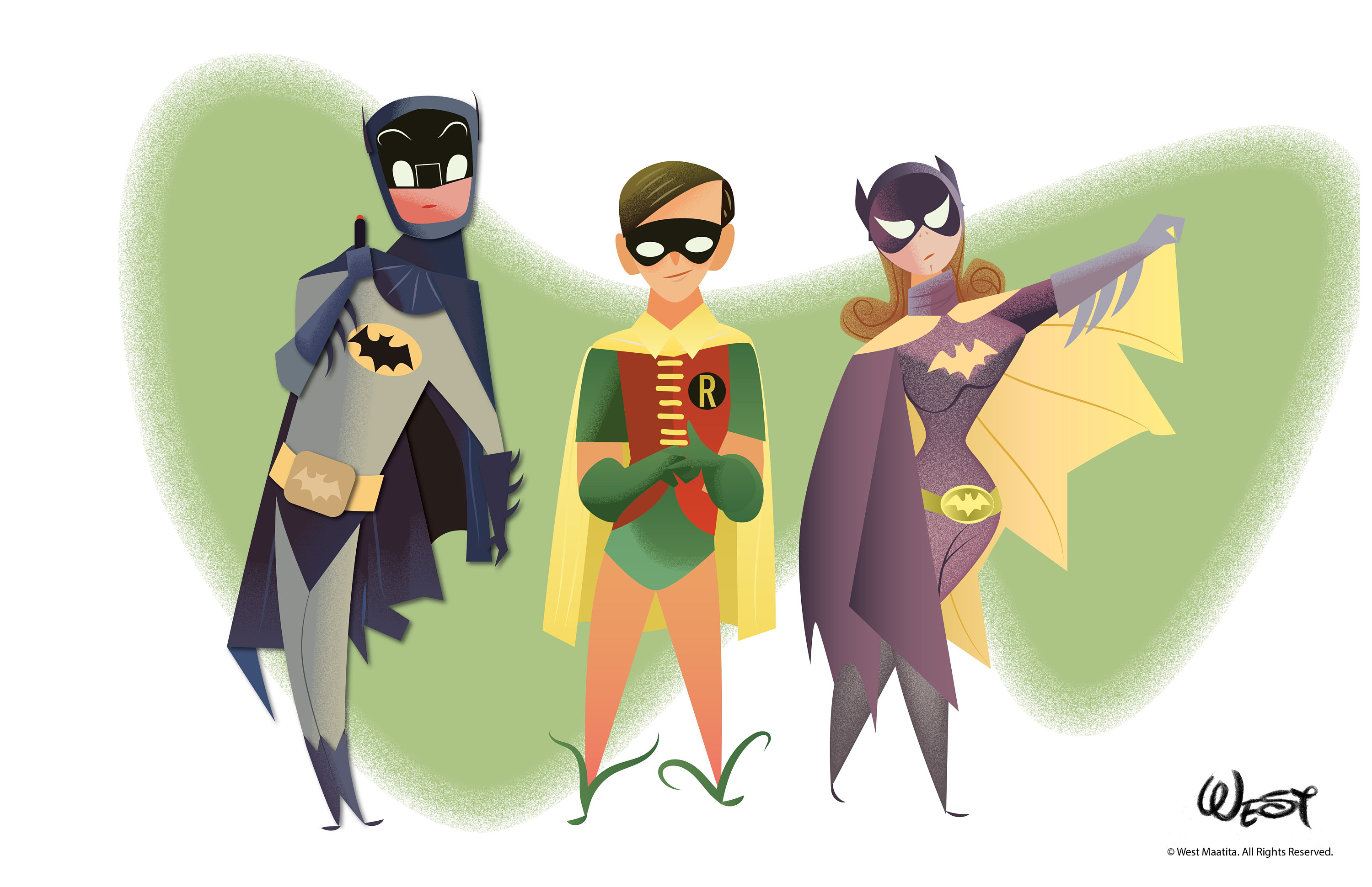 Batman Robin and Batgirl Original Art - Etsy