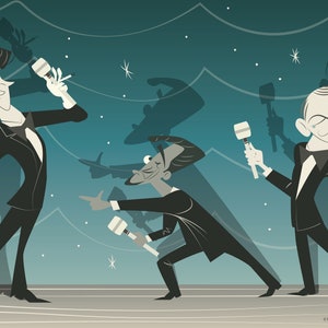 The Rat Pack - Dean Martin, Sammy Davis, Jr,  and Frank Sinatra - Original Wall Art