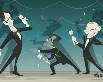 The Rat Pack - Dean Martin, Sammy Davis, Jr,  and Frank Sinatra - Original Wall Art