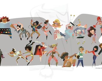 GLOW Wrestling Ladies Art Print - gesigneerde originele kunst
