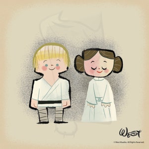 Luke and Leia - Original Art