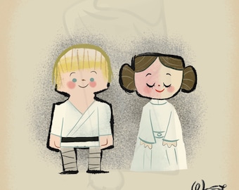 Luke en Leia: originele kunst