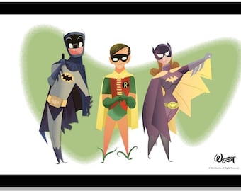 Batman, Robin en Batgirl - originele muurkunst van West Maatita