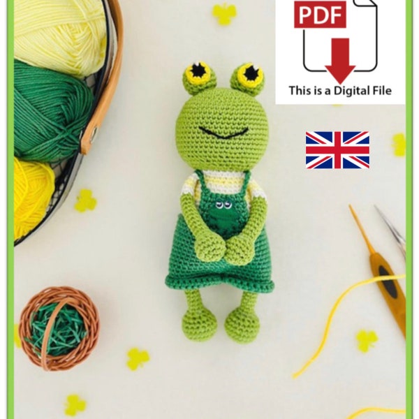 DIGITAL!! PDF crochet pattern “Freddie, the Frog” amigurumi toy