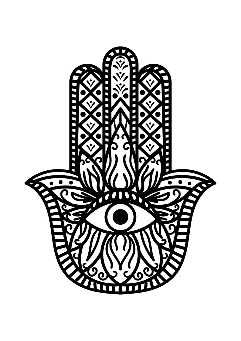 Hamsa Hands Printable Coloring Pages 3 Pages A4 Size (Download Now) - Etsy