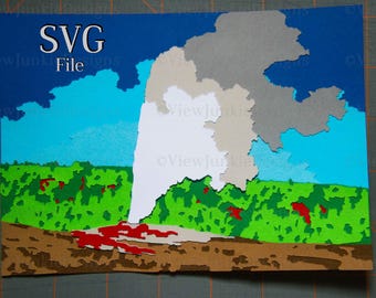 Old Faithful Card SVG with full-color step-by-step tutorial - Fun Craft, Cutting Machine File