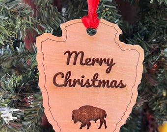 National Park Sign Christmas Ornament with Buffalo - SVG Laser File Digital Download - Commercial Use