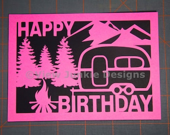 Camper Card Cutting Machine File - Birthday, Father's Day, Blank - Commercial Use - SVG