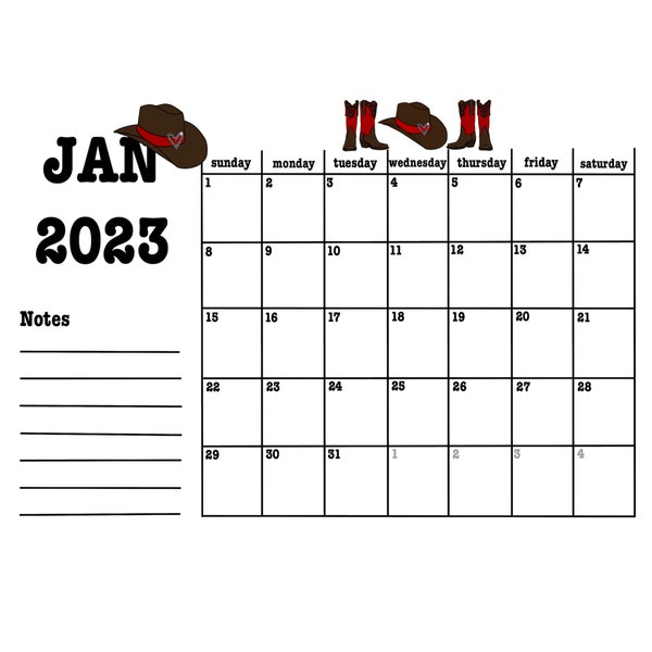 Cowboy January Calendar