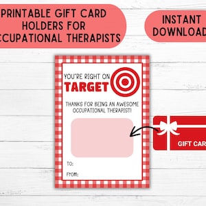 Ergotherapeut cadeaukaarthouder OT maandkaart afdrukbare ergotherapie kerstcadeau OT waardering cadeaukaarthouder voor OT