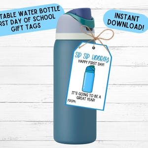 Teacher Gift Tags Sip Sip Hooray Gift Tags First Day Of School Gift Printable Gift Tag for Teacher Appreciation Gift Water Bottle Tag