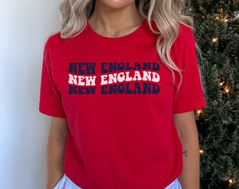 New England Football T-Shirt Vintage New England Football TShirt Gift for New England Football Fan Gift Retro Game Day Shirt for Her Women's