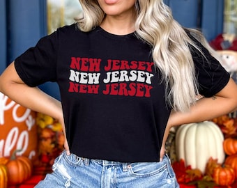 New Jersey Hockey T-Shirt Vintage New Jersey Hockey TShirt Gift for New Jersey Hockey Fan Gift Retro Game Day Shirt for Her Women's Shirt