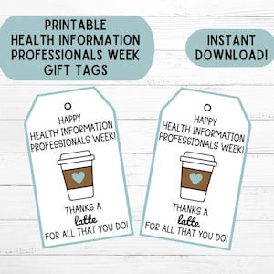 Health Information Professionals Week Gift Tags HIP Week Gift Tag Printable Health Information Professionals Appreciation Gift Tags Download