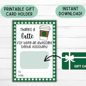 Suporte para cartão de presente para assistente dentário Cartão de semana para assistente dentário para impressão Presente de Natal para assistente dentário Presente de agradecimento para assistente dentário