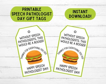 Speech Pathologist Day Gift Tags Speech Language Pathologist Day Tags Printable Speech Therapist Appreciation Download SLP Day Gift Tags