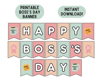 Pancarta del Día del Jefe Letrero del Día del Jefe Imprimible Decoraciones para el Día del Jefe Descarga de agradecimiento al jefe Letrero del Día del Jefe Mejor pancarta para jefe