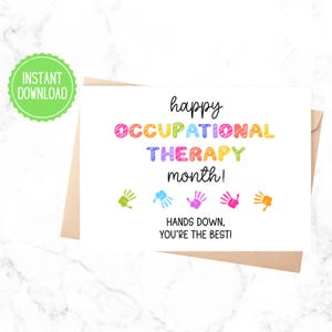 Maandkaart ergotherapie Pediatrische OK-maand Afdrukbare ergotherapeut-appreciatie downloaden Happy OK-maand bedankje