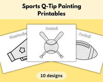 Sports Q-Tip Painting Sports Craft Fine Motor Craft for Kids Fine Motor Activity Pediatric OT Occupational Therapy Printable for Teachers
