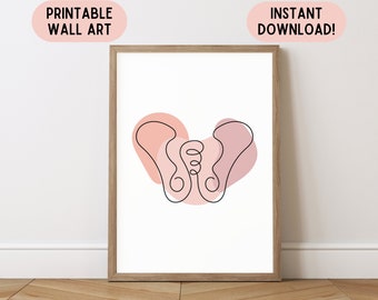 Pelvis Wall Art Boho Pelvis Line Art Pelvic Floor Physical Therapist Printable Art Chiropractor Wall Art Orthopedics Poster Digital Download