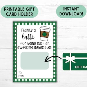 Porte-cartes cadeau baby-sitter Carte de remerciement baby-sitter imprimable Cadeau de Noël baby-sitter Cadeau de remerciement pour baby-sitter pour nounou
