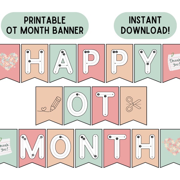 OT Month Banner Occupational Therapy Month Sign Printable OT Month Decorations Pediatric Occupational Therapist Appreciation Download