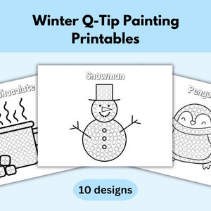 Winter Q-Tip Painting Snowflake Fine Motor Craft for Kids Pediatric OT Fine Motor Activity Peds Occupational Therapy Printable for Teachers