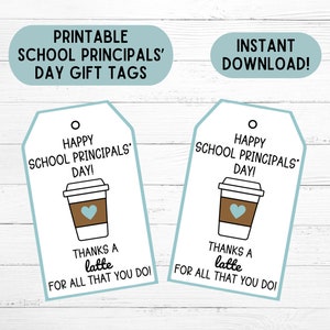 School Principals' Day Gift Tags School Principal Gift Tag Printable Gift Tags for School Principal Appreciation Download Principal Day Card