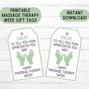 Massage Therapy Week Gift Tags Massage Therapy Awareness Week Gift Tags Printable Gift Tags for Massage Therapist Appreciation Download