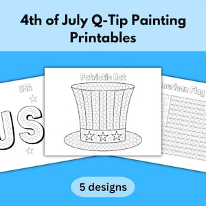 4th of July Q-Tip Painting Patriotic Fine Motor Craft Kids Pediatric OT Fine Motor Activity Peds Occupational Therapy Printable for Teachers