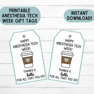 Anesthesia Tech Week Gift Tags Anesthesia Technician Tags Printable Anesthesia Tech Week Gift Tags for Anesthesia Tech Appreciation Download