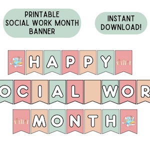 Social Work Month Banner Social Worker Month Sign Printable Social Work ...