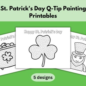 St. Patricks Day Q-Tip Painting Fine Motor Craft Kids Pediatric OT Fine Motor Activity Peds Occupational Therapy Printable for Teachers