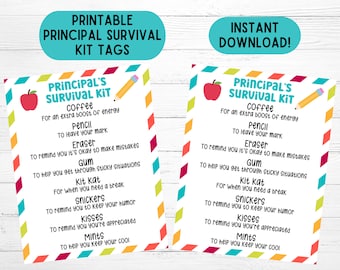 Etiqueta de regalo para el kit de supervivencia del director Tarjetas imprimibles para el Día del Director Etiqueta de agradecimiento al director Descarga de la bolsa de dulces para el director