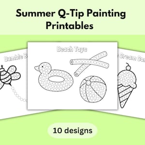 Summer Q-Tip Painting Summer Fine Motor Craft Kids Pediatric OT Fine Motor Activity Peds Occupational Therapy Printable for Teachers