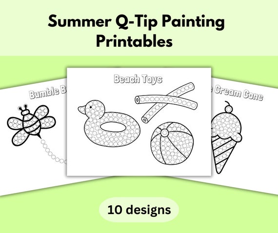 Summer Q-Tip Painting Summer Fine Motor Craft Kids Pediatric OT Fine Motor Activity Peds Occupational Therapy Printable for Teachers