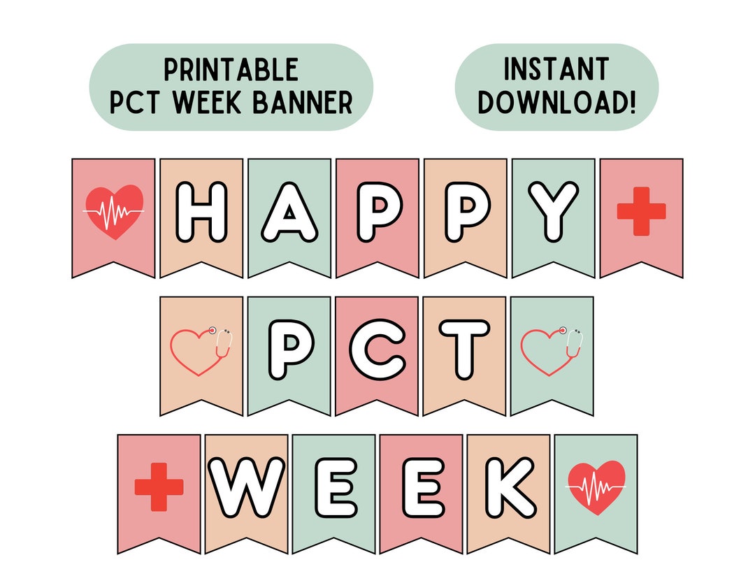 Patient Care Technician Week Banner Patient Care Tech Week Sign Printable PCT Week Decorations