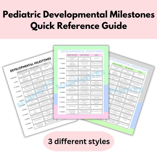 Pediatric Developmental Milestones for Occupational Therapy OT OTA Student Fieldwork Early Intervention | Gross Motor Fine Motor Milestones