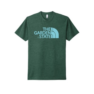 Garden State "nj" T-Shirt Heather Forest Green Baby Blue