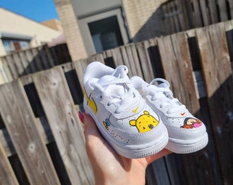 Nike air force 1 personnalisé Winnie Pooh et Tiger AF1 enfants / bébé arrondissement