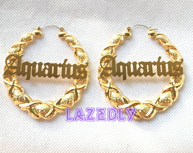 Aquarius Birthday Gift Earrings| Aquarius Birthday Hoop Earrings| Aquarius Birthday| Zodiac Jewelry