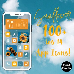 Sunflower App Icons iOS 14 App Icons Aesthetics App Icons iPhone IOS App Icons Instagram Highlights Spring Sunflower iOS App Icon image 1