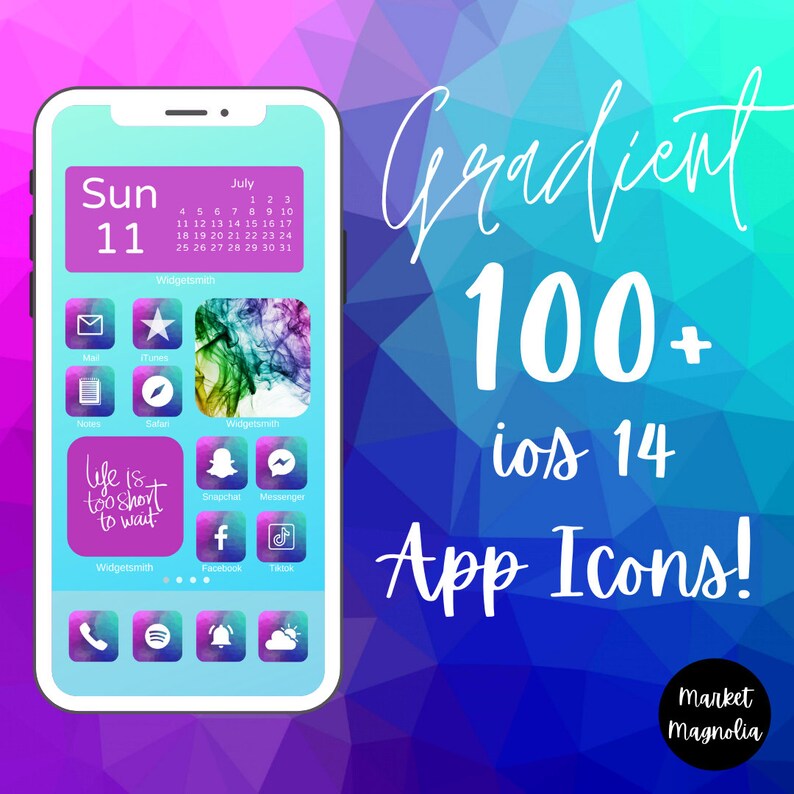 Gradient iOS 14 Spring App Icons iOS 14 App Icons Aesthetics App Icons iPhone IOS App Icons Gradient Prism Spring iOS App Icon image 1