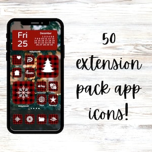Christmas Red Buffalo Extension Pack iOS App Icons Pack | iOS 14 App Icon Pack | Aesthetic Home Screen | iOS 14 Widget Photos | Widgetsmith