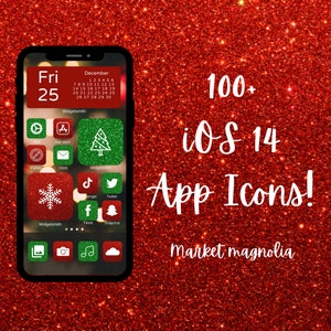 Weihnachten Glitzer iPhone iOS 14 App Icons Pack | iOS 14 App Icon Pack | Ästhetischer Startbildschirm | iOS 14 Widget Fotos | Widget-Schmiede