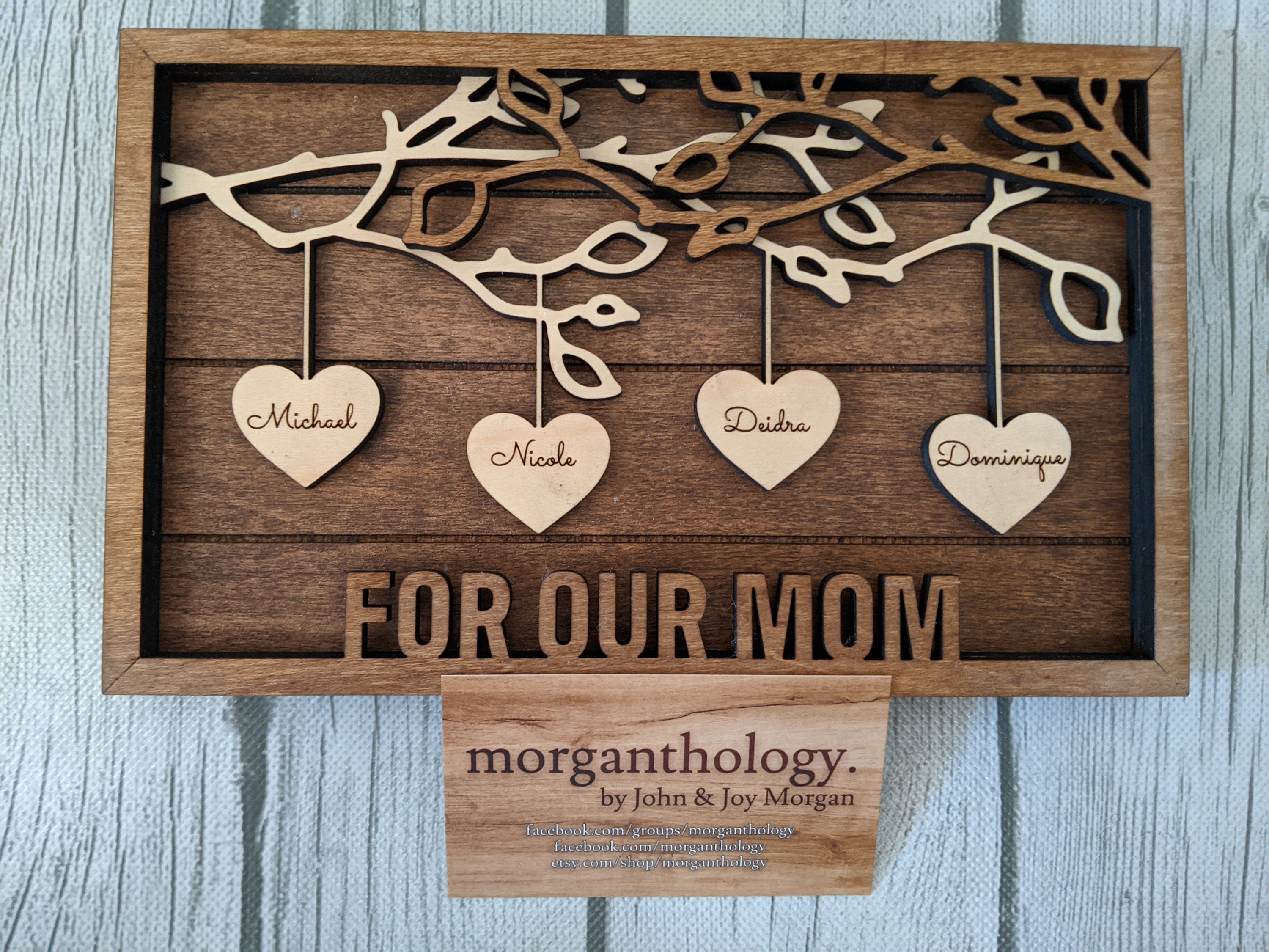 Heart Names Custom Family Tree Sign, Engraved Heart Names, Mother's Day Gift (up to ...