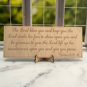 Lasergegraveerd houten bord met cijfers 6:24-26 Bijbeltekst | Christelijke muurdecoratie | Inspirerend cadeau voor vrouwen